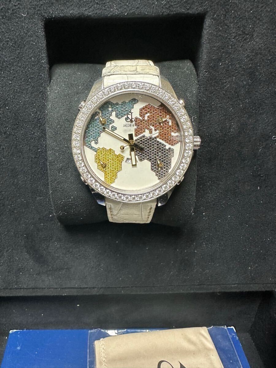 Jacob&co. ジェイコブ ワールドマップ ファイブタイムゾーン ダイヤモンド 47mm 腕時計 five time zone 赤西着拍卖