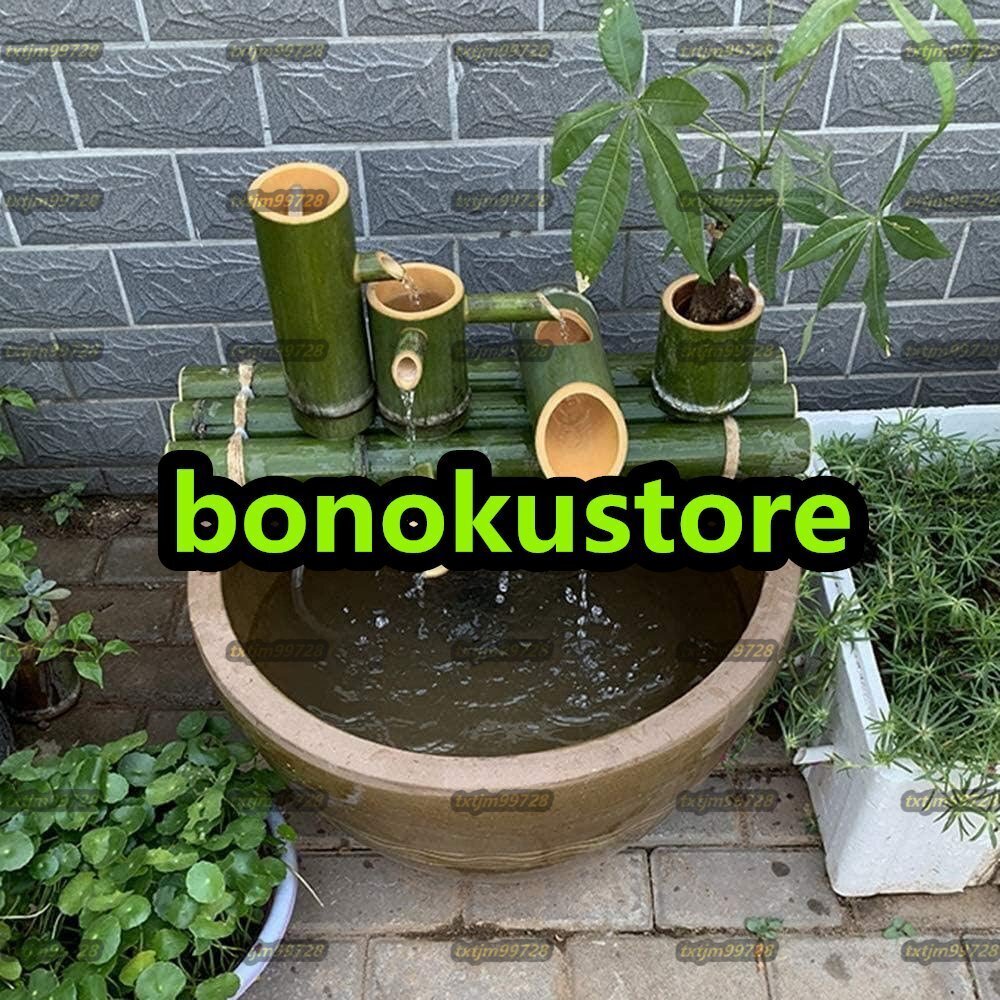 竹の噴水の装飾竹の噴水の水機能庭の装飾ポンプ滝付きガーゴイル日本庭園屋外彫刻彫像50cm拍卖