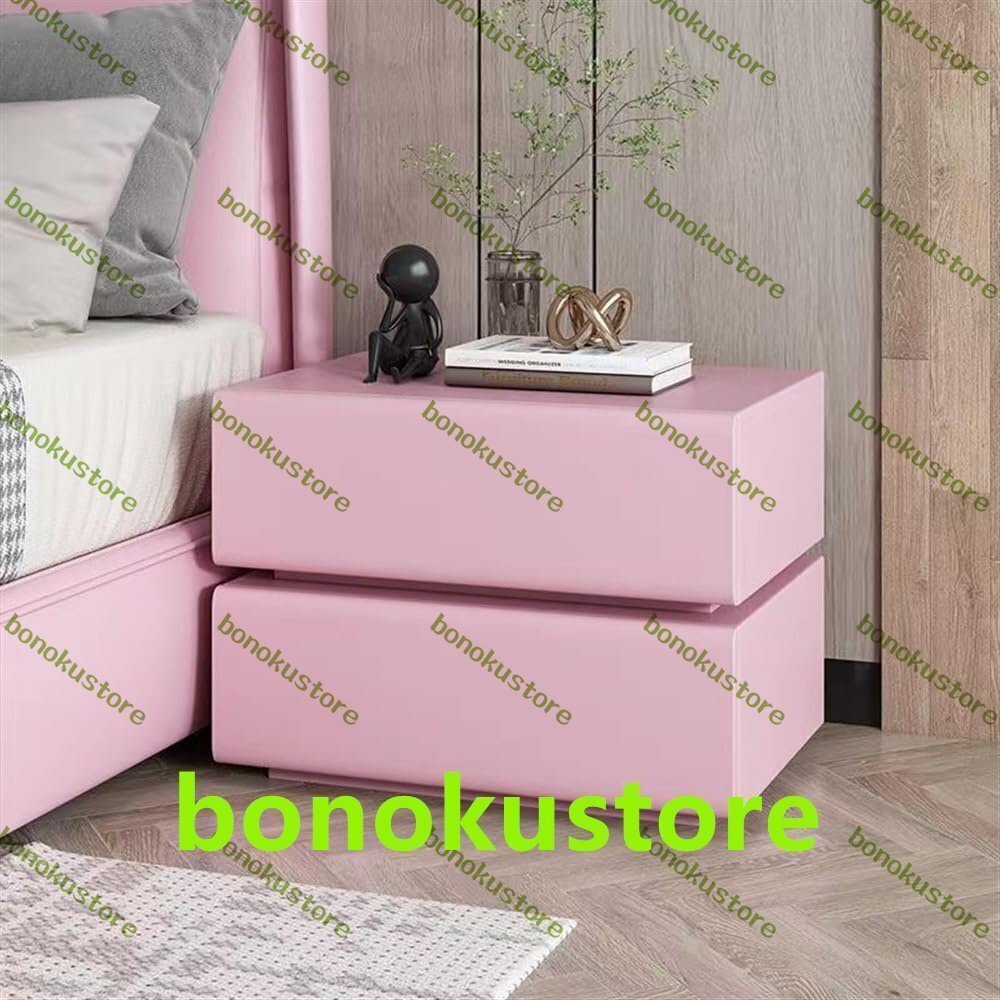 マイクロファイバーレザーナイトスタンド 無垢材フレーム付き 寝室 リビングルームに最適な2つの収納引き出し付き 17.7*15.7*17.7in拍卖