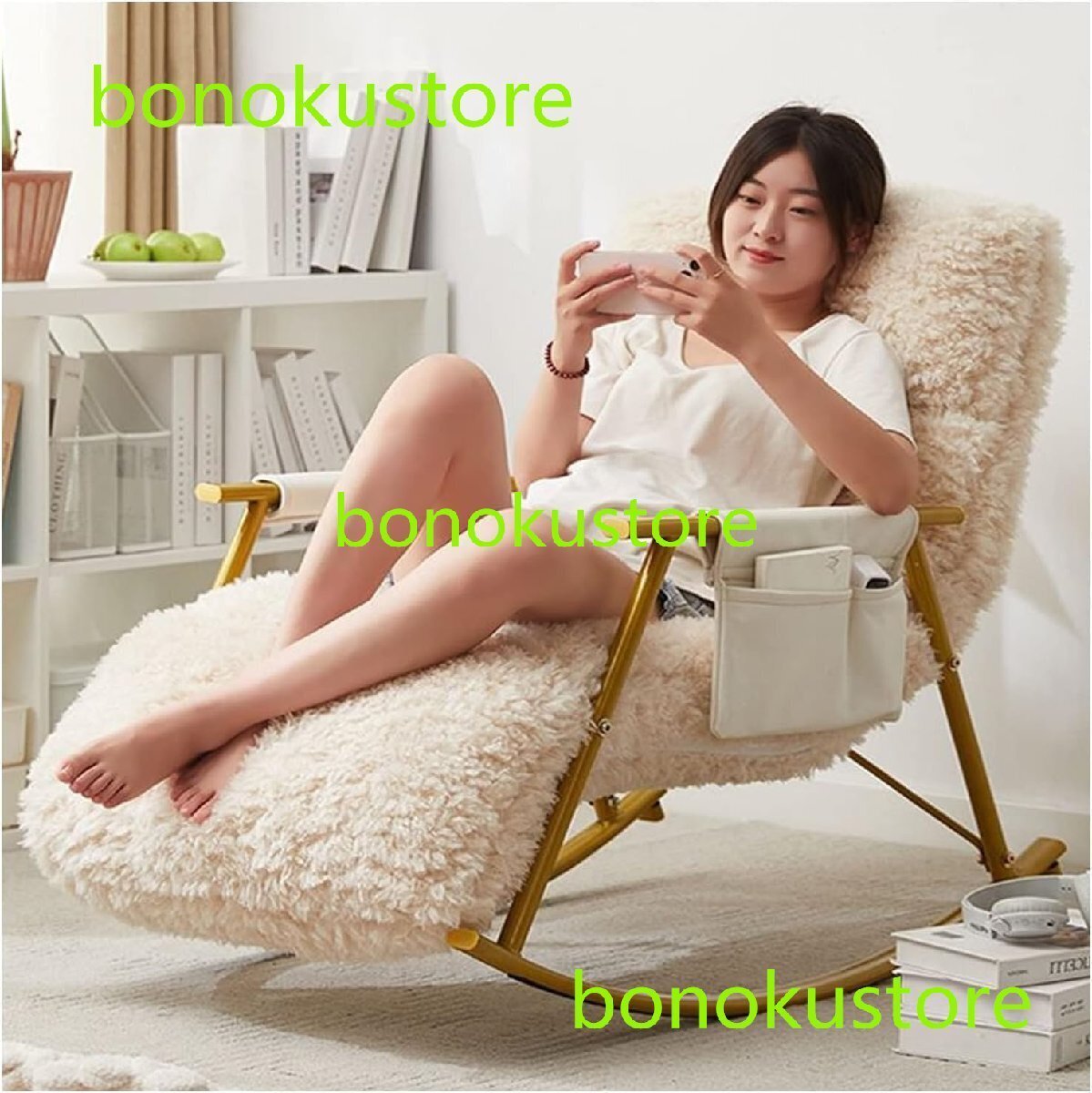 多機能ロッキングチェア リラックスチェア ラウンジチェア 長椅子 読書椅子 ぬいぐるみハイバックチェア 5段ギア 組立簡単拍卖