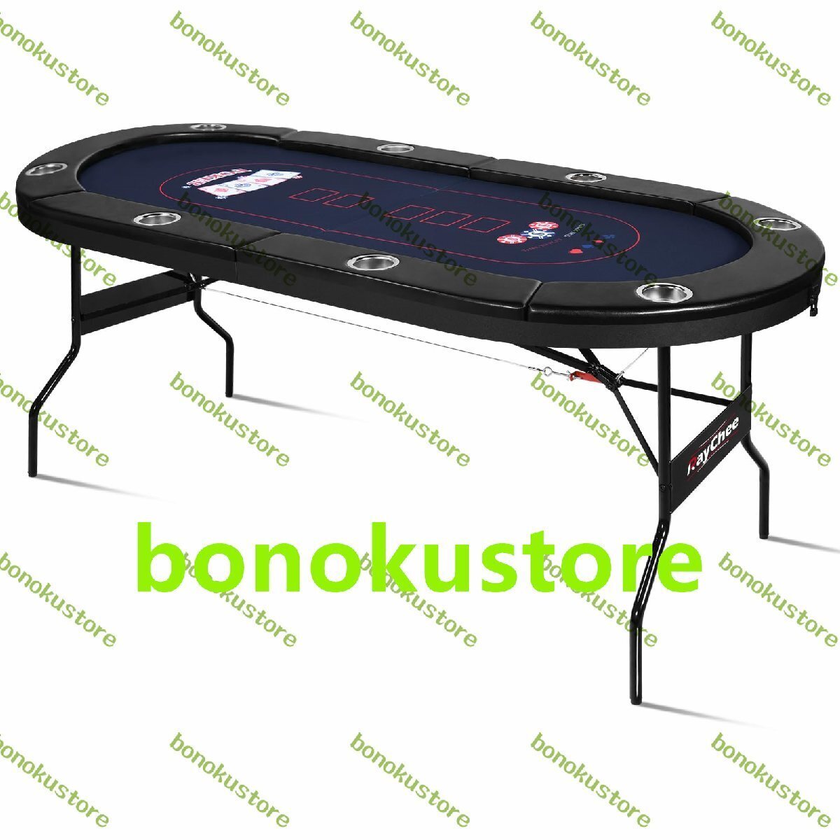 折りたたみ式ポーカーテーブル 8人用 テキサスホールデムテーブル 折りたたみ式レ パッド入りレールとカップホルダー付き ブラック71インチ拍卖