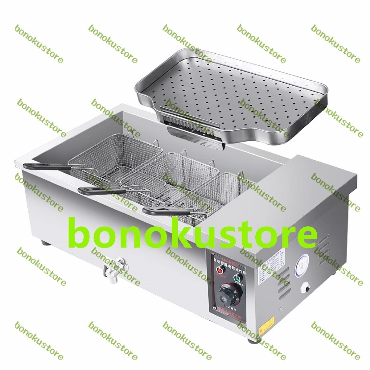 バスケットと蓋付き電気フライヤー、業務用ステンレス製フライヤー、業務用温度調節機能付き卓上フライヤー 34L/30.8QT拍卖