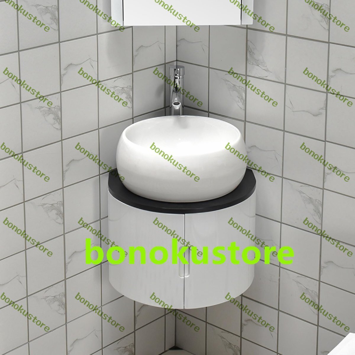 手洗いシンク 洗面ボウル ボール 化粧台 壁掛け 小さい手洗い器 トイレ手洗い器 コーナーバスルームバニティキャビネット (41*45cm)拍卖