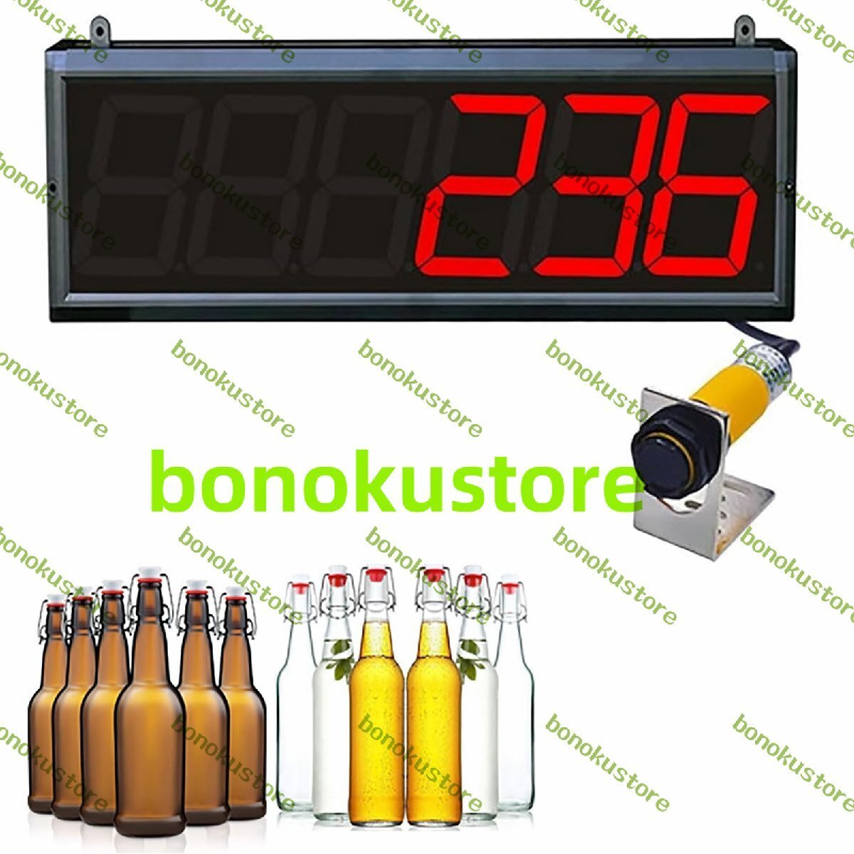 6桁LEDディスプレイスクリーンカウンター 赤外線センサー付き4インチLEDデジタルカウンター 最大999999までカウント 0?30cmの検知距離拍卖