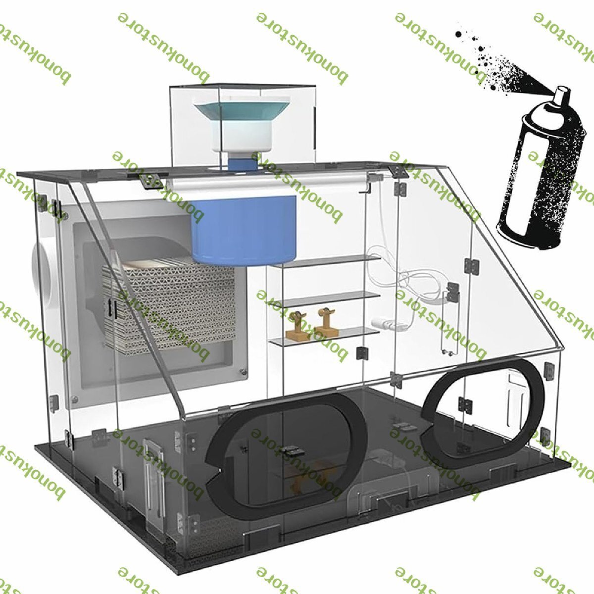 エアブラシ スプレーブース 塗装ブース 透明スプレーブースドライヤー 40W排気ファン&LEDライト付き 速乾性 3段階調節可能 大容量拍卖
