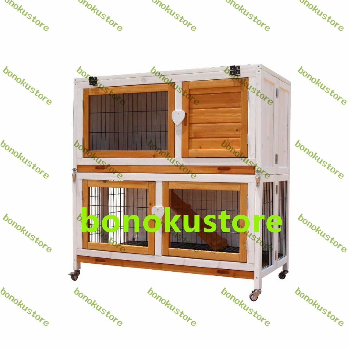 ペットハウス 家庭用屋外ペット ヴィラ ウサギ ケージ ウサギの家 2 階建てのヴィラと独自の滑車 ペットケージ (Color : White)拍卖