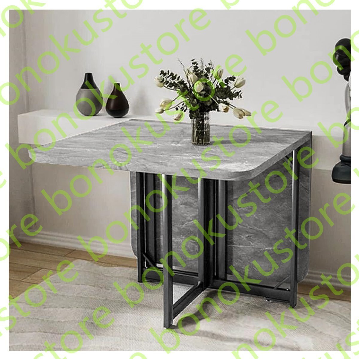 ダイニングテーブル 折り畳み 食卓テーブル キッチンテーブル 3つの形式で折りたたみ可能 キャスター付き 120cm (グレー)拍卖