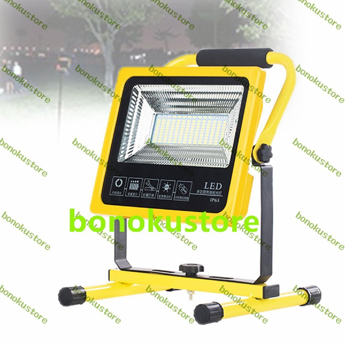 600W LED充電式ワークライト 6段階明るさ防水屋外非常灯 リモコン付き 10400mAhバッテリー内蔵、ポータブル屋外投光器拍卖