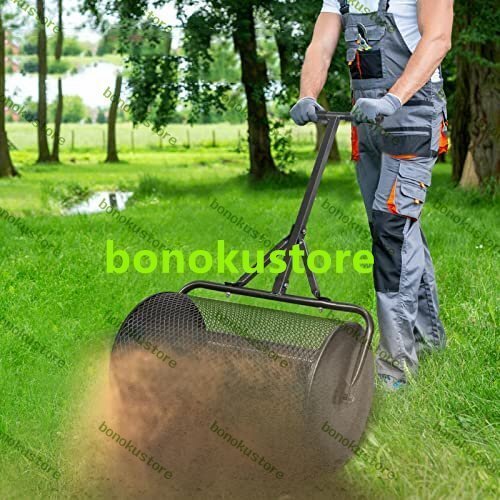 24インチの堆肥&ピートモススプレッダー アップグレードされた高耐久メタルメッシュ芝生と庭のスプレッダー芝生と庭の手入れ用堆肥拍卖