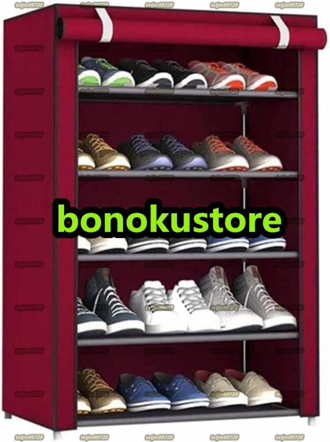 食器棚 靴ワードローブ 5階 靴ホルダー 収納ポケット オックスフォード シールド付き シューズオーガナイザー ワードローブ 最大15 レッド拍卖