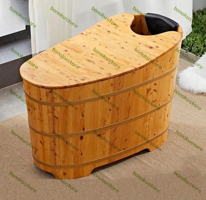 天然香料ひのき浴槽 小さな木製バスタブ ミニバスタブ 浴槽 木製浴槽成人用浴缸 ビューティーサロン サウナ スパ 80×58×75cm風呂蓋付き拍卖