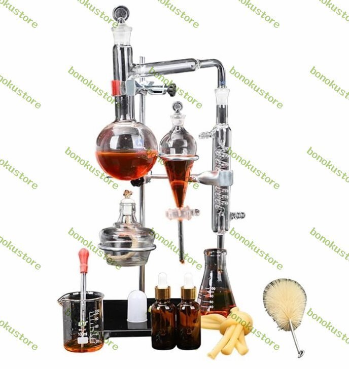 実験室用蒸留ユニット 小型蒸留ユニットキット 浄水ユニット 化学実験器具 フルガラス蒸留器 エッセンシャルオイル抽出ユニット 1000ml拍卖