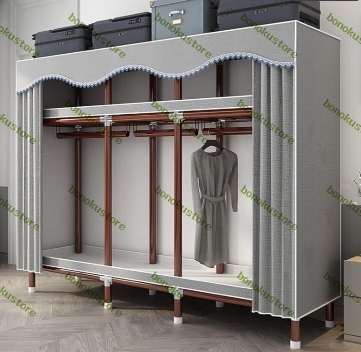 ワードローブ カバー付き 大容量 クローゼット 磁気吸着カーテン 多機能 衣類収納ラック 洋服掛け ハンガーラック おしゃれ 頑丈 177CM B拍卖