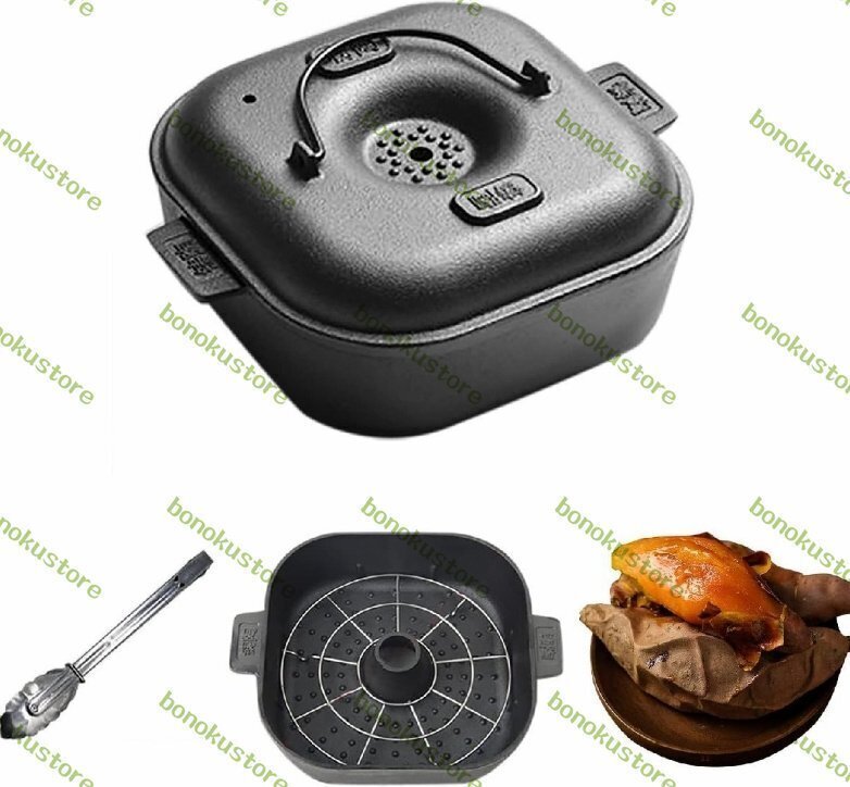 石焼き芋鍋 焼き芋器 焼芋鍋 焼き芋メーカー ホーロー石焼きいも器 健康無毒 熱伝導均一高速 防錆 直火 キッチン用品(Size : 最大口径27cm)拍卖