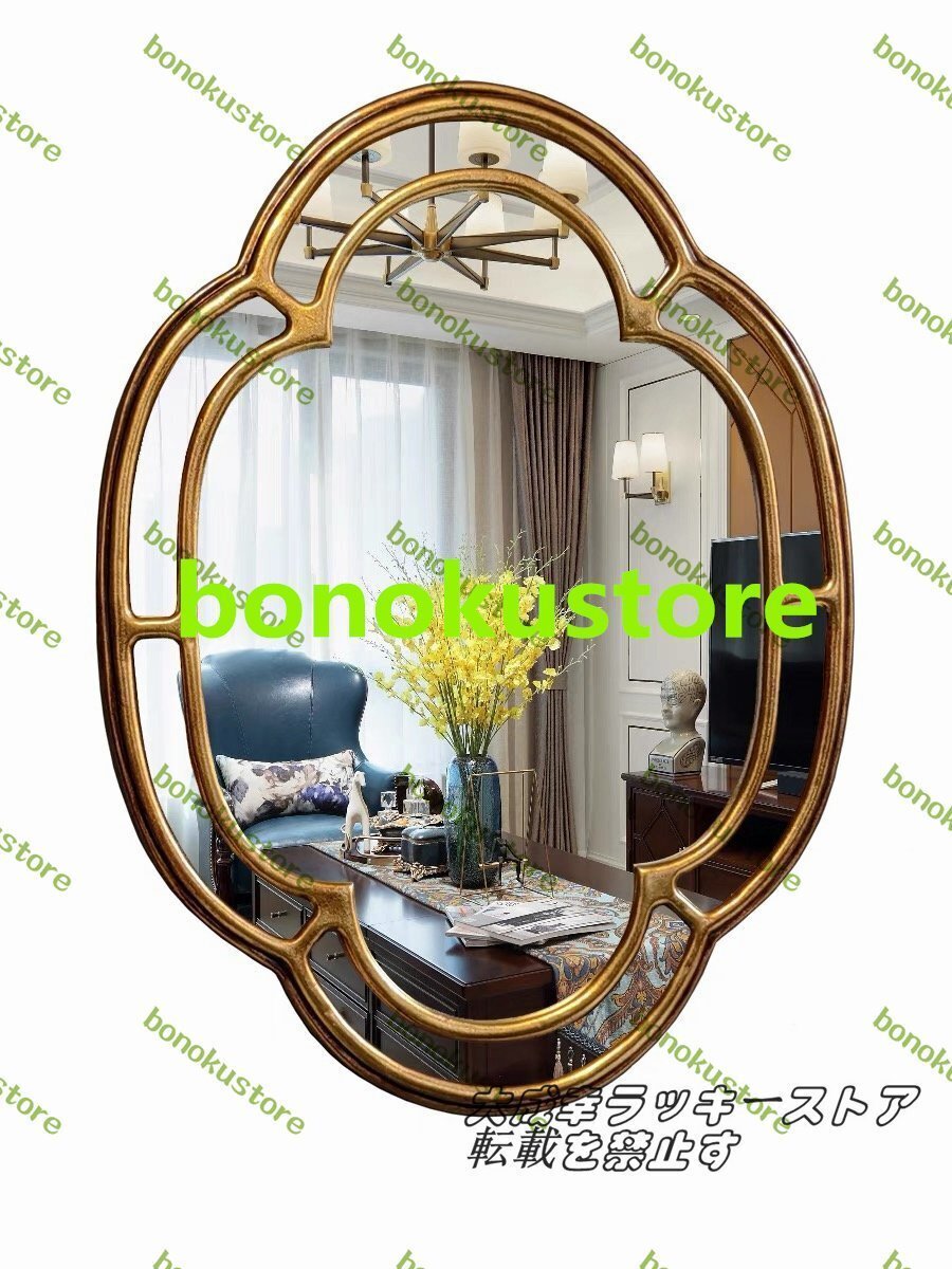 人気推薦★ 高級壁掛けミラー★鏡 壁掛け ウォールミラー 豪華鏡 2色選択可能 55x73cm アンティーク調 壁掛け鏡 051拍卖