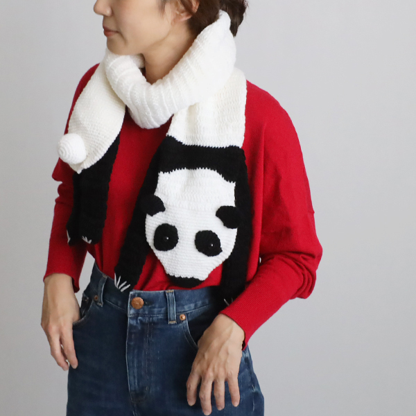 送料無料 最終SALE 飼い主募集 パンダ PANDA熊猫 アニマル マフラー ロング巻きストールE70A拍卖