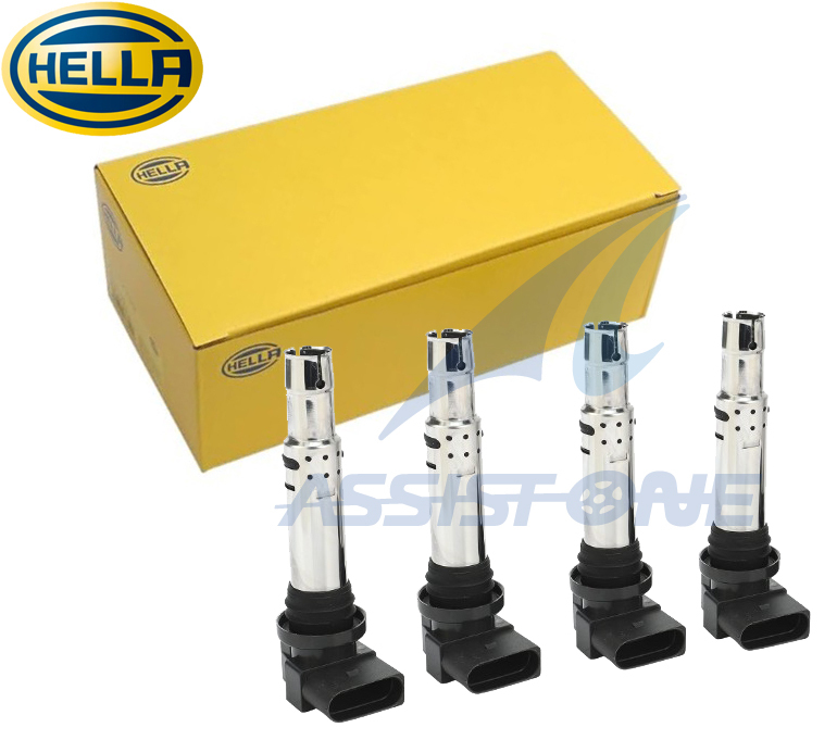 HELLA製 VW トゥーラン 1T ジェッタ 1K ルポ 6X パサート 3C ポロ 9N 6R シロッコ 13 シャラン 7N ティグアン 5N イグニッションコイル 4本拍卖