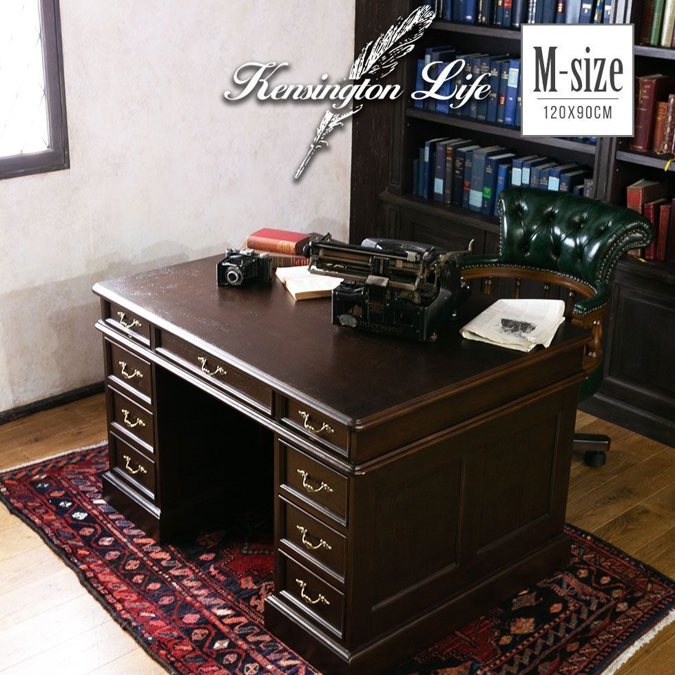デスク 机 ライティングデスク パソコンデスク オフィスデスク 対面式 テーブル アンティーク調家具 重厚 木製 120x90 VTA7022-M-5拍卖