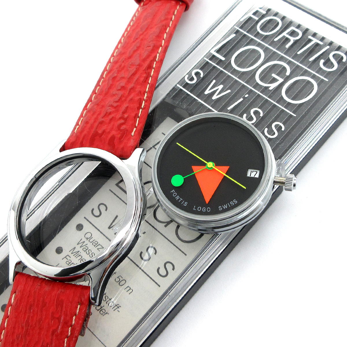 フォルティス 時計 ロゴ ポップ ボーイズ デイト 革 黒文字盤 560.20.132 FORTIS LOGO 婦人 メンズ 箱 保証書 クォーツ拍卖