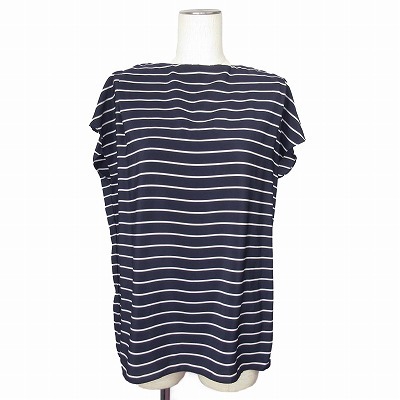 グリーンレーベルリラクシング ユナイテッドアローズ green label relaxing ブラウス フレンチスリーブ カットソー ボーダー 紺 レディース拍卖