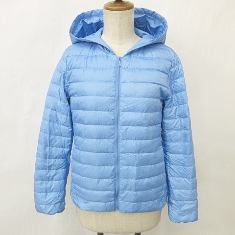 グッドデイ good day ジャケット ダウンジャケット ジップアップ フード ライトブルー 青 S レディース拍卖