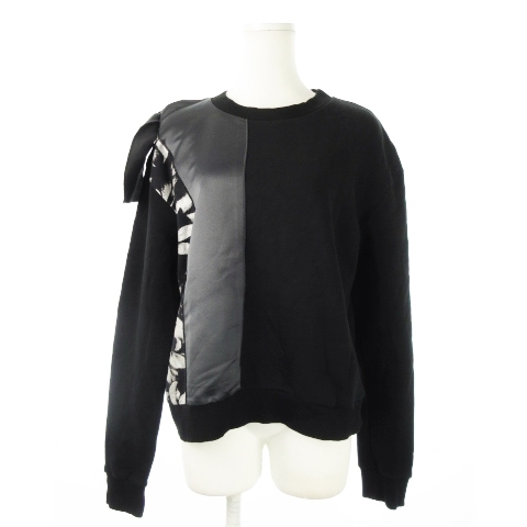 スポーツマックスコード マックスマーラ SPORTMAX CODE トレーナー スウェット ラウンドネック 長袖 切替 リボン S 黒拍卖