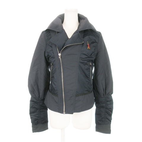 ディーゼル DIESEL ライダースジャケット ナイロン 中綿 チロリアンテープ S 紺 ネイビー /AH15 ■GY18 レディース拍卖