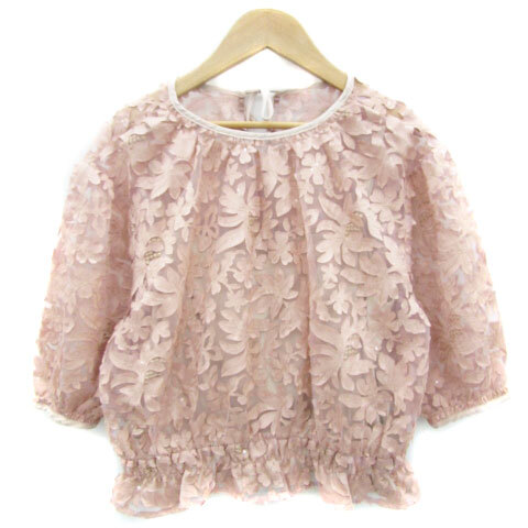 ジルバイジルスチュアート JILL by JILLSTUART ブラウス カットソー 五分袖 花柄 総柄 F ピンク /YM22 レディース拍卖