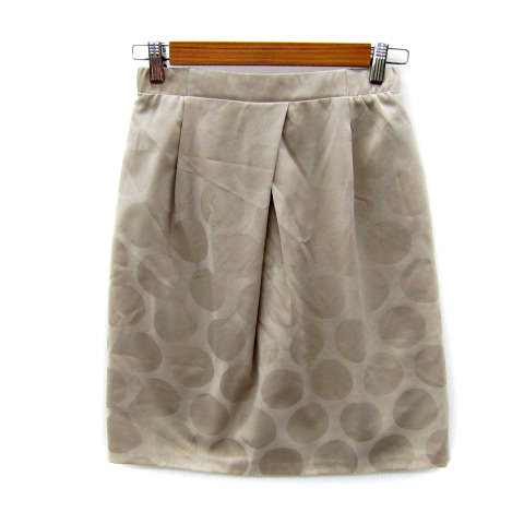 ストロベリーフィールズ STRAWBERRY-FIELDS フレアスカート ひざ丈 ドット柄 水玉柄 ベージュ /SY7 レディース拍卖