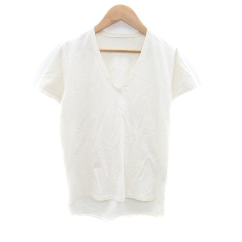 ロペ ROPE Tシャツ カットソー Vネック 半袖 無地 38 M オフホワイト /HO46 レディース拍卖