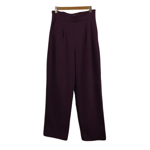 マウジー MOUSSY パンツ テーパード ロング ハイウエスト タック 無地 1 紫 ボルドー パープル レディース拍卖