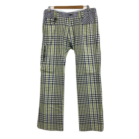 ゾーイ ZOY ゴルフウェア ゴルフ パンツ ストレート ロング チェック 85 紺 黄緑 ネイビー イエローグリーン メンズ拍卖