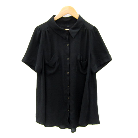 ヘザー Heather ブラウス シャツ 半袖 無地 シースルー F 黒 ブラック /SY31 レディース拍卖