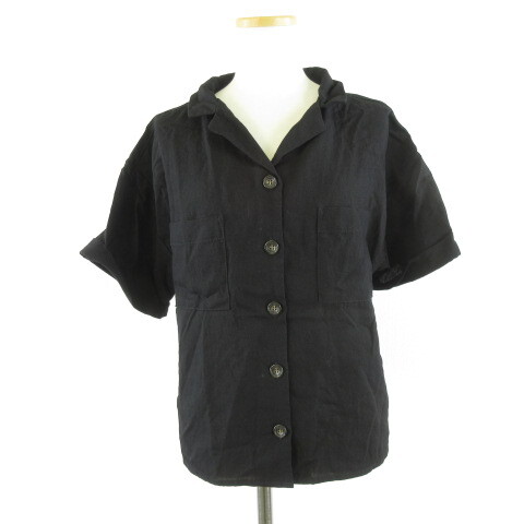 ヘザー Heather シャツ ブラウス 半袖 黒 F *T943 レディース拍卖