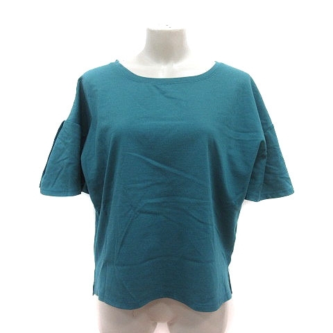 ハッシュアッシュ HusHusH カットソー ボートネック 袖スリット 五分袖 2 青 ブルー /MS レディース拍卖