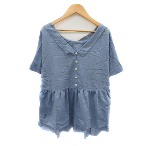 フリーズショップ Free's SHOP シャツ ブラウス 半袖 ハーフボタン M 青 ブルー /YK21 レディース拍卖