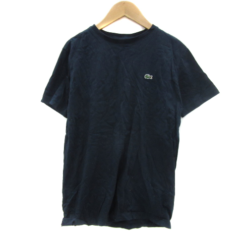 ラコステ LACOSTE Tシャツ カットソー 半袖 ラウンドネック ワンポイントロゴ刺? XS 紺 ネイビー /YS28 レディース拍卖