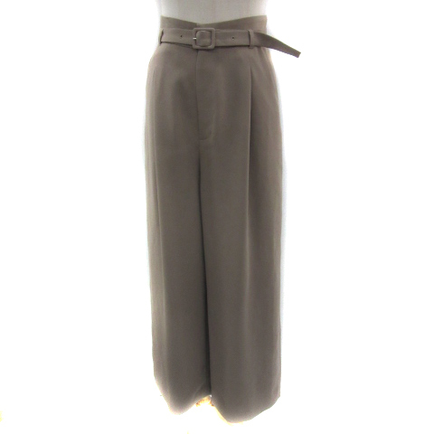 ジャスグリッティー JUSGLITTY タックワイドパンツ ロング丈 無地 ウエストベルト付き 1 グレージュ /YS2 レディース拍卖