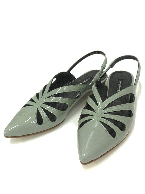 ラボキゴシ RABOKIGOSHI バックストラップ パンプス グリーン 22.5cm パテントレザー 靴 シューズ レディース拍卖