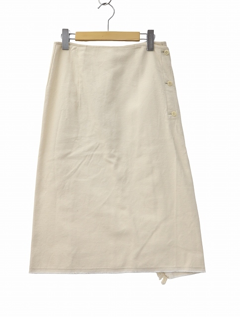 アバハウス ドゥヴィネット abahouse devinette コットン タイト 膝下丈 ラップスカート 38 IVORY(アイボリー) 春秋冬 レディース拍卖