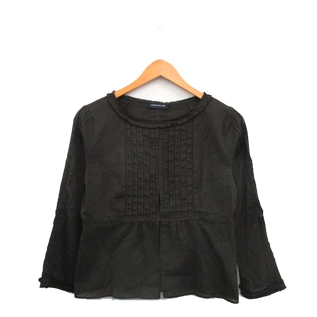 トゥモローランド TOMORROWLAND ノーカラージャケット フリル コットン シンプル 38 ブラウン 茶 /KT10 レディース拍卖