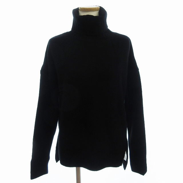 未使用品 ステュディオス タグ付き タートルネックライトカシミヤウールニット セーター 長袖 200430003 無地 黒 ブラック F拍卖