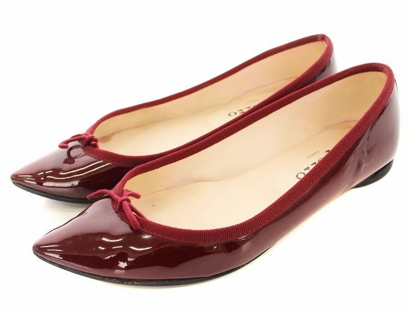 レペット BRIGITTE Patent leather ブリジット バレエシューズ エナメル ポインテッドトゥ 37 赤 ボルドー拍卖