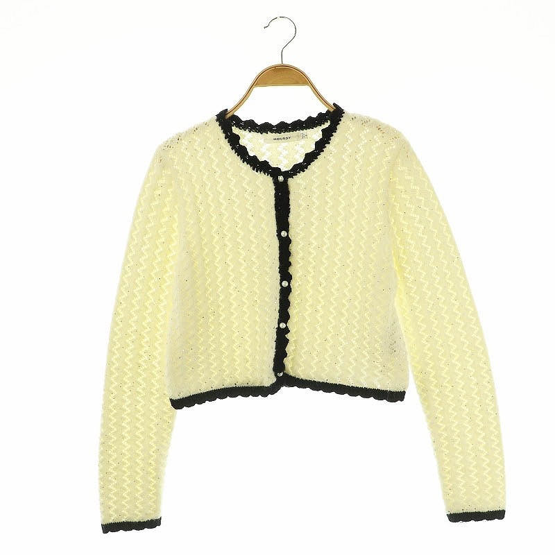 マウジー MOUSSY 24AW GLITTER ニットカーディガン 長袖 F ホワイト /HK ■OS レディース拍卖