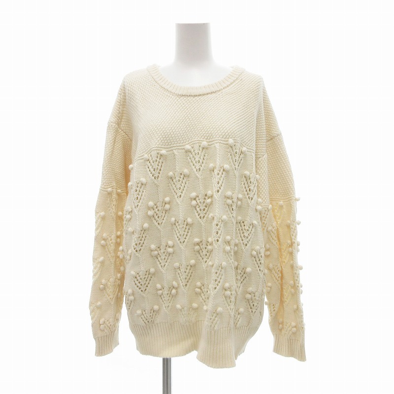 マドモアゼルロペ MADOMOISELLE ROPE ニット セーター 長袖 透け編み 38 ベージュ /JS レディース拍卖