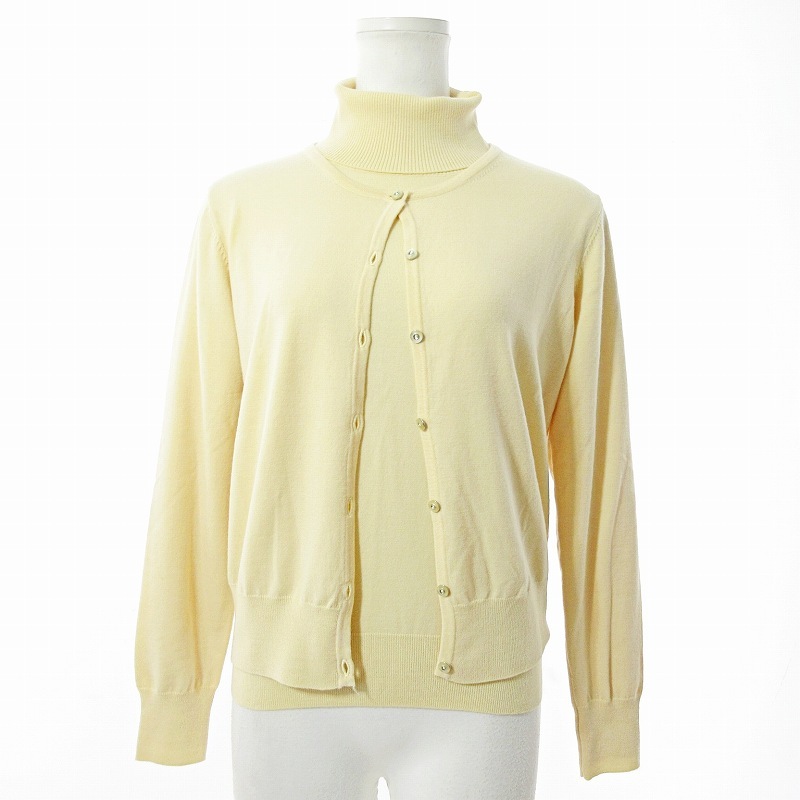 エムプルミエ ブラック M-Premier BLACK アンサンブル ニット アンサンブル 長袖 ウール 38 クリーム色 薄黄色 0328 レディース拍卖