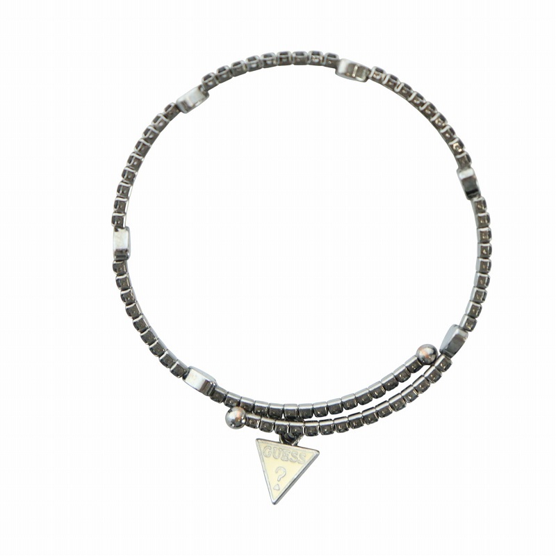 ゲス GUESS バングル ブレスレット アクセサリー ラインストーン ハート ロゴ シルバー色 ■GY18 /MQ レディース拍卖