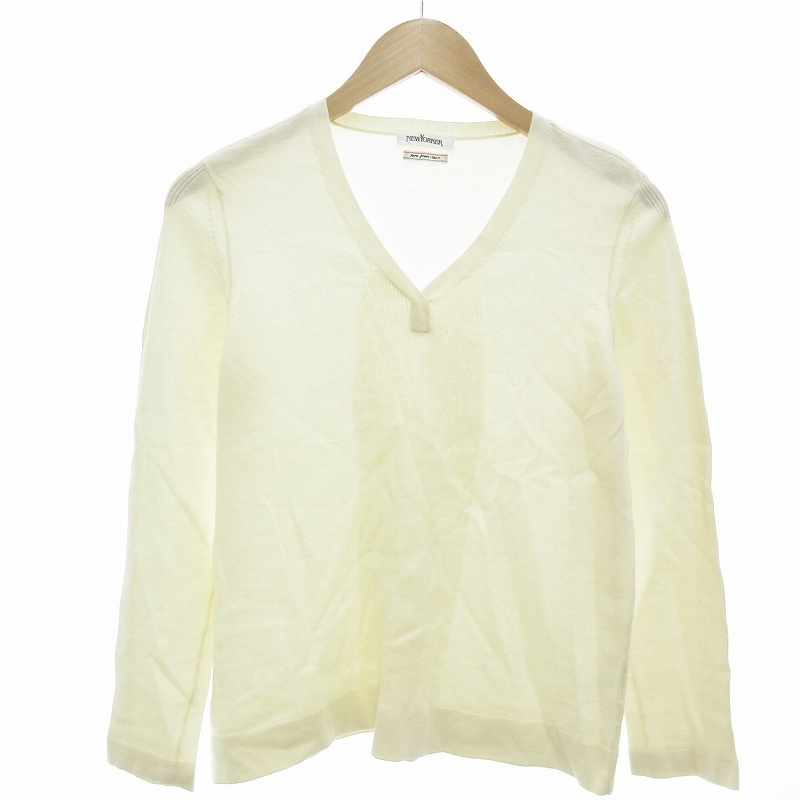 ニューヨーカー NEWYORKER ニット セーター プルオーバー Vネック 長袖 白 ホワイト アイボリー /AE メンズ拍卖