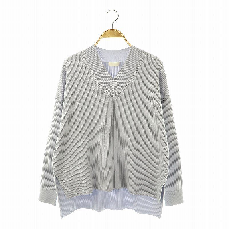 ボールジー BALLSEY トゥモローランド リンクスリブライトVネックプルオーバーニット セーター S ライトブルー /DO ■OS レディース拍卖