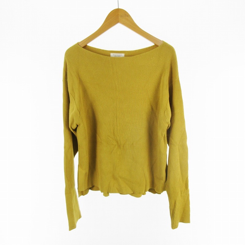 B&Y ユナイテッドアローズ BEAUTY&YOUTH ビューティー&ユース 畦リブボートネックニット セーター マスタード イエロー トップス 1613-117-拍卖